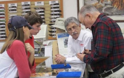 Kids learning from experts Dan Weidner, President Boker USA  and A.G. Russell in the A.G. Russell store.