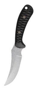 Fixed-blade knife with black handle.