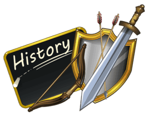 picture history shield, bow and arrow