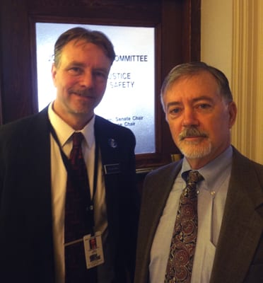 Rep. Joel Stetkis with Dan Lawson, AKTI's representative, at the Maine state capitol.
